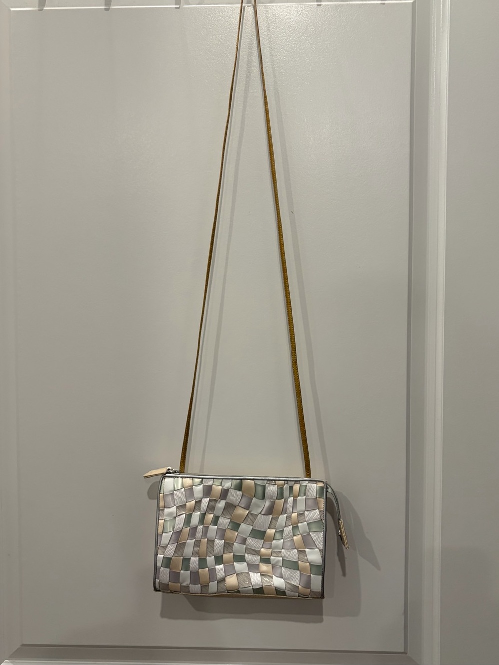 Vintage 1980s 1990s Sharif New York Woven Multi-Color Metallic Crossbody Bag